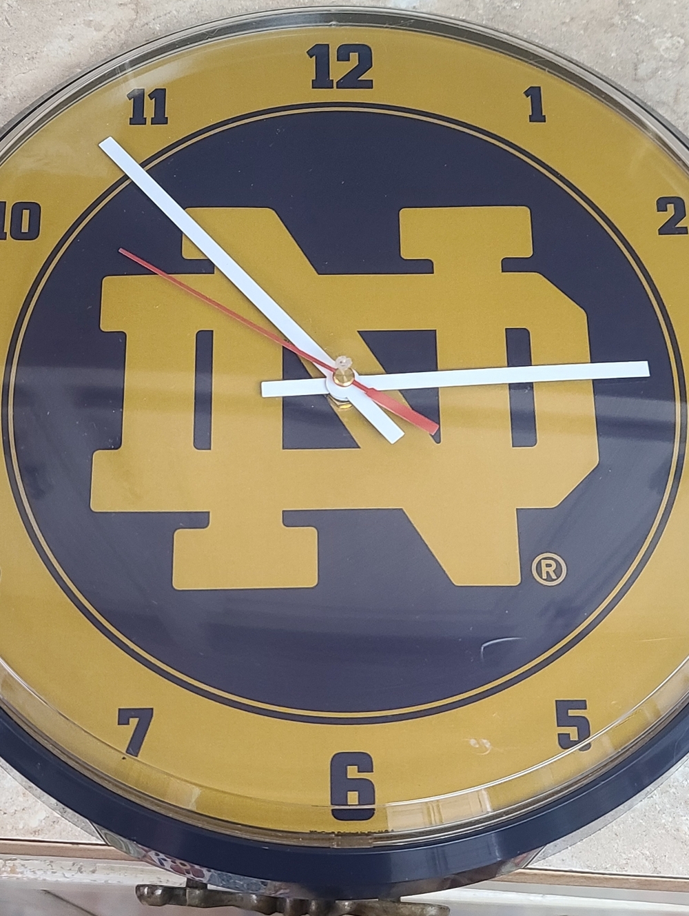 Vintage Notre Dame, Fighting Irish Wall Clock, Made In Usa, Quartex